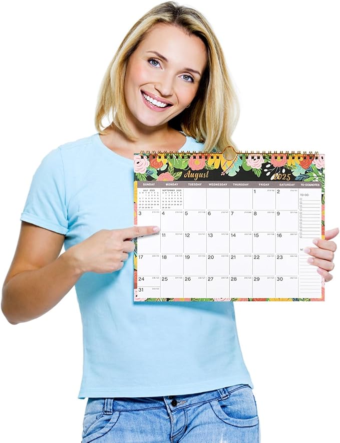 Lbylyhxc 2025-2026 Calendar - 18 Monthly Wall Calendar 2025-2026 from January 2025 to June 2026, 11 x 8.5 Inches.Thick Paper with Julian Dates and Block for New Year and Christmas Presents (2025-2026 wall calendar flower)