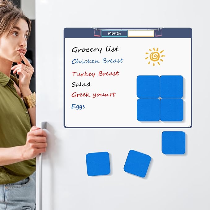 MaxGear Dry Erase Erasers, 48 Pack Magnetic Whiteboard Erasers for Classroom, Mini Whiteboard Cleaning Pads, Chalkboard Wiper Teacher Supplies for School, Office, Home (Blue, 2 x 2 Inch