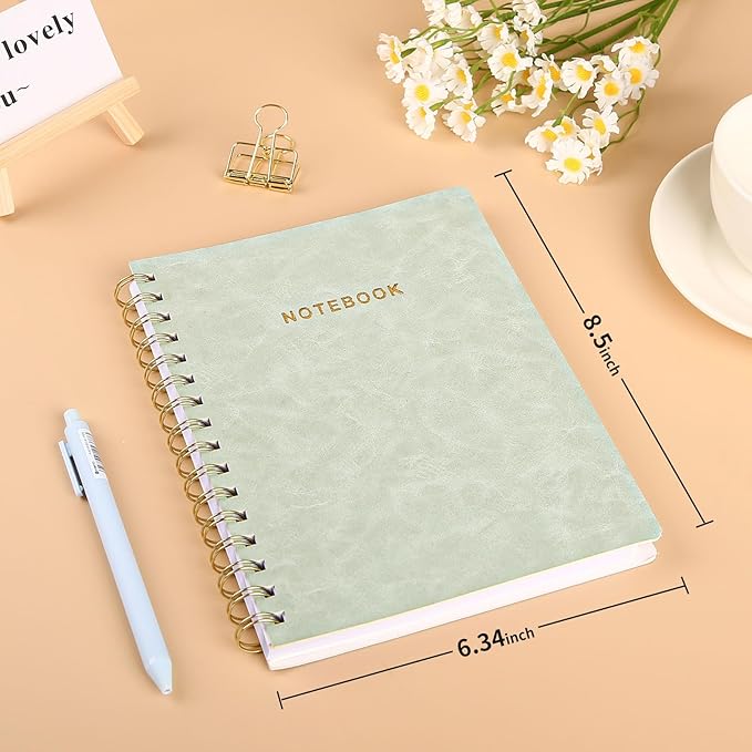 Spiral Notebook College Ruled Soft Cover Suede Aesthetic Note book 160pages 8.5" x 6.34" For Work Note taking,Journals For Writing School Office With Double-Sided Pocket,100GSM Thick Paper