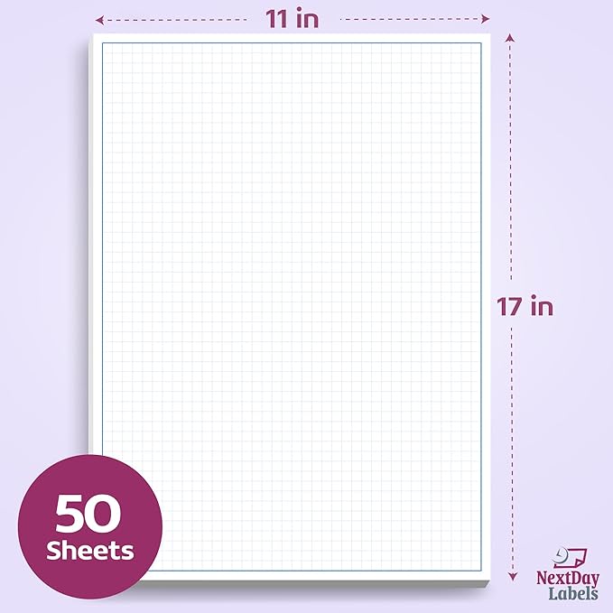 Graph Paper Pad for Blueprint Drawings, Drafting, Engineering Drawing, and Planning - Graph Paper 11x17 Blueprint Quadrille Grid Paper Pads with Blue Lines, High Brightness 50 Sheets (1-Pack)