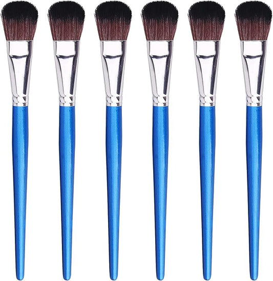 1 Inch Mop Brush for Acrylic Painting, 6 Pieces Oval Blending Brushes for Acrylic Painting with Short Wooden Handle for Acrylic, Gouache,Watercolor