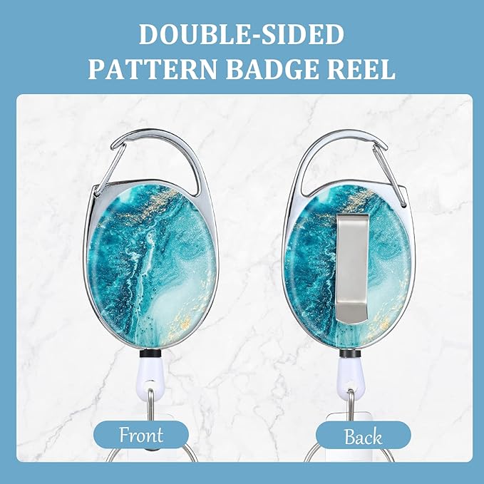 3 Pack Badge Reels Retractable,Double Sided Color Print Pattern Retractable Badge Holders,with Retractable Keychain, Badge Clip and Key Ring,Durable Nylon Retractable Rope
