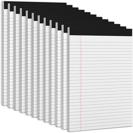 White Legal Note Pads 8.5 x 11'', 12 Pack Legal Paper Note Pads 8.5x11, Micro Perforated Wide Ruled Lined Writing Pads 30 Sheets for Home Office School Work, Legal Notepads Double-Side Printed Per Pad