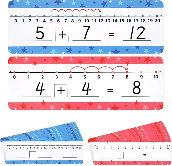 32 Pack Dry Erase Number Line Board Card Lapboard Double Sided Writable and Erasable Board Card Featuring 0-10 Number Line On One Side 0-20 On The Other for Kids Students Math Manipulatives (11.5”x4”)