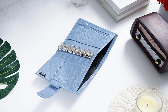 Moterm Pocket Regular Rings Planner - Genuine Leather Binder Organizer (Firm Pebbled-Sky Blue, 19mm Ring)