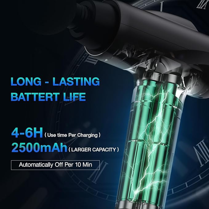 Massage Gun Deep Tissue, Handheld Electric Muscle Massager, High Intensity Percussion Massage Device for Pain Relief with 9 Attachments & 30 Speed(Grey)