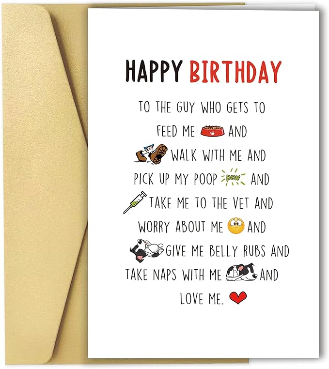 Ziwenhu Dog Dad Birthday Card, 8 x 5.3 inches, Recycled 300gsm Linen Cardstock, Blank Inside