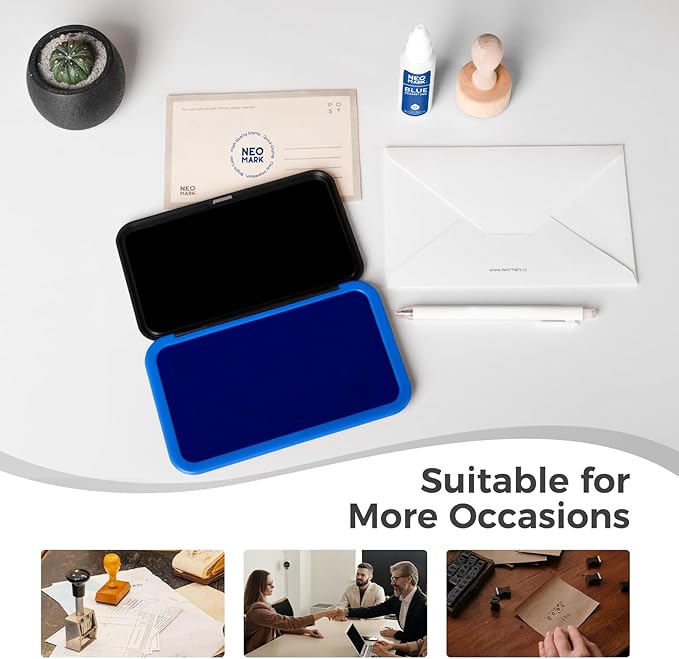 Large Stamp Pad - 3.50"x 6.25", Magnetic Lid, Premium Quality Felt Stamp Pad (Blue)