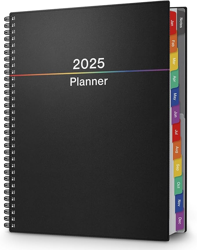 Dunwell 2025 Planner Weekly Monthly, 8.5x11 (Colorful), Jan 2025 to Dec 2025, Large Planner Book with MonthlyTabs, Daily Calendar Agenda Book 8.5 x 11