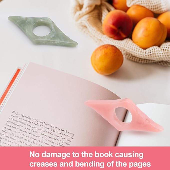 Thumb Page Holder for Reading 2Pack, Energy Pattern Thumb Bookmark, Book Opener Holder, Book Finger Page Holder, Book Accessories for Reading Lovers(Pink and Olive-Green)