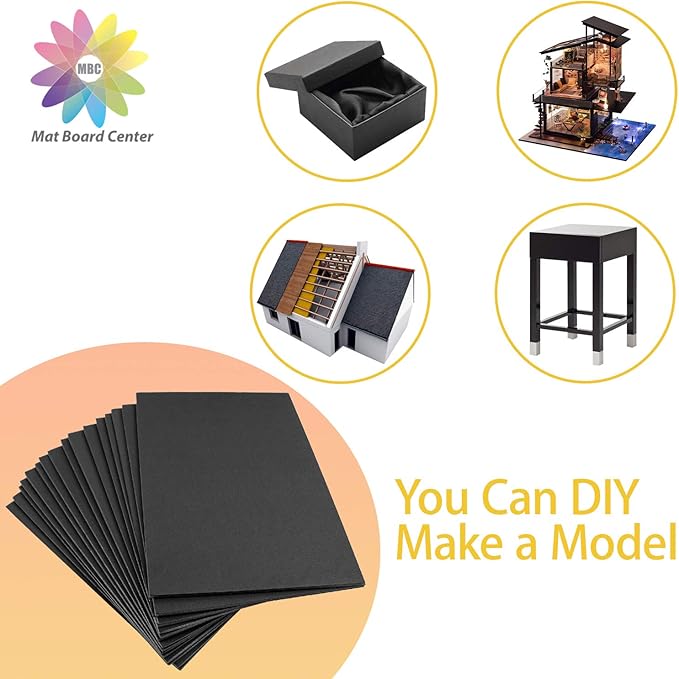 Mat Board Center, Pack of 10 Acid-Free Foam Boards, 12x16 inch Black Foam Boards, 3/16" Thick