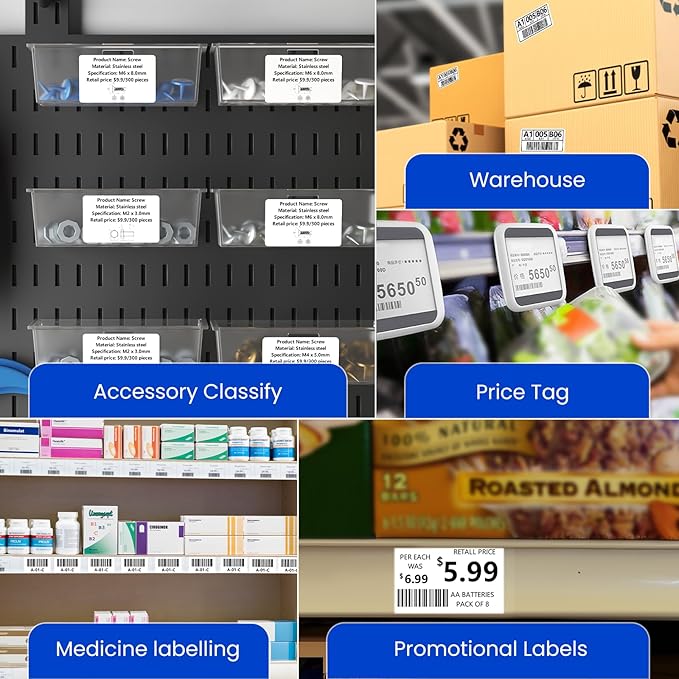 CLABEL 50 x 30mm (1.96'' x 1.18'')-230 Labels/Roll,1 Rolls Multi-Purpose Thermal Stickers Papers Self-Adhesive for Home Business Logo File Jar Gift Sticker Labels (White)