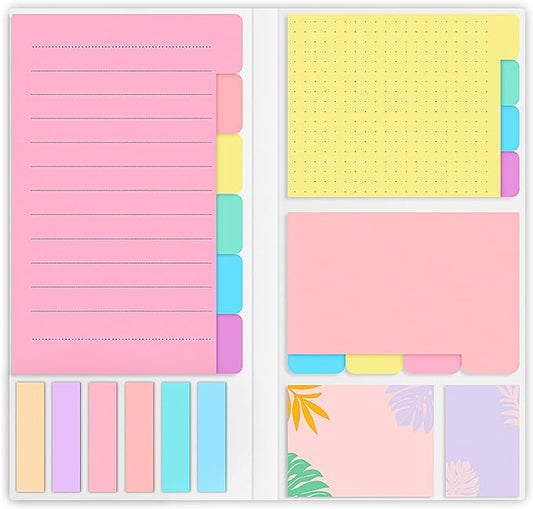 Sticky Notes Set, Post Self-Stick Notes Pads for Journaling Notebook Planner Study, Office Supplies College Essentials Back to School Supplies for High School Students Teen Girl Gifts Preppy