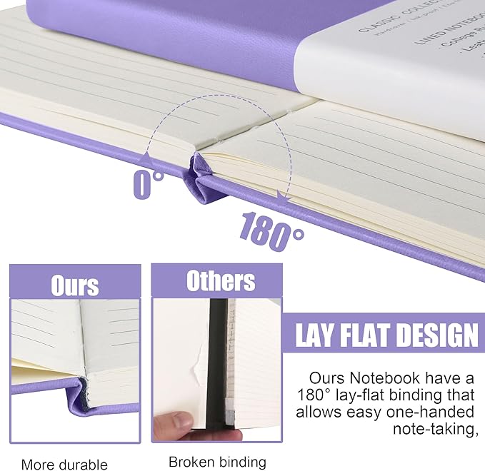 Lined Journal Notebook, 10Pack(Mauve), 160 Pages, Medium 5.7 inches x 8 inches - 100 gsm Thick Paper, Hardcover