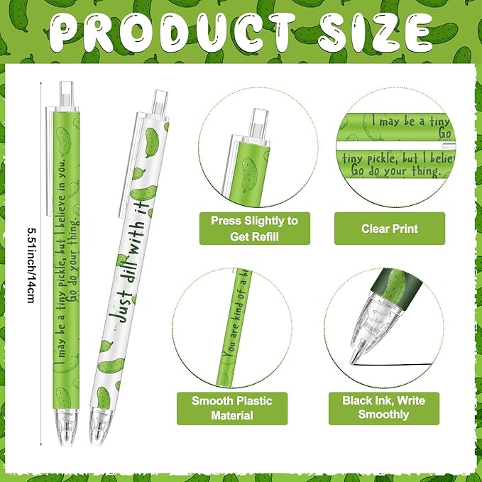 Jetec 30 Pcs Pickle Pens Gifts Inspirational Cute Ballpoint Pens Bulk Motivational Employee Appreciation Gifts Black Ink for Pickle Lovers Coworkers Thank You Coworkers