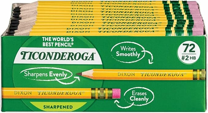 Ticonderoga Golf Pencils With Erasers, #2 HB Lead, Yellow, Pack Of 72