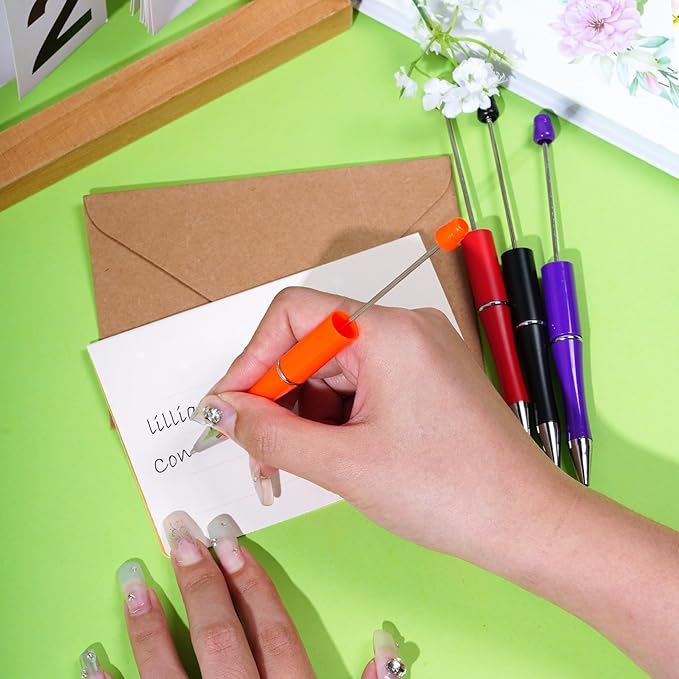 jiebor 20Pcs Halloween Beadable Pens Plastic Bead Ballpoint Pens Bulk with 50Pcs Black Ink Cute Cool Diy Pens for Halloween Journaling Women Teacher Graduation Gift Office Supplies