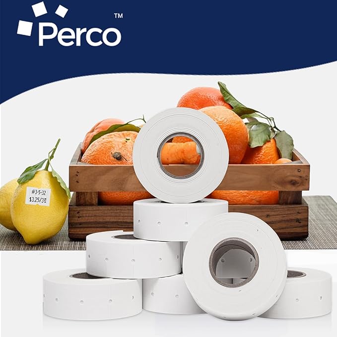 Perco 2 Line White Labels - 80 Rolls, 10 Sleeves, 80,000 Blank Price and Date Gun Labels for Perco 2 Line Price and Date Guns - Made in USA