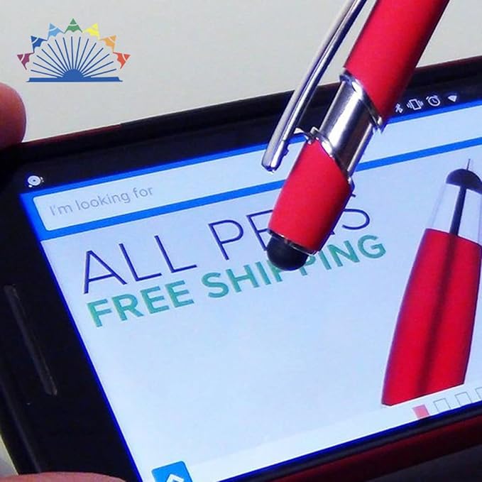 Ballpoint Pens with Stylus Tips,12 Pcs Retractable Metal Stylus Pen for Touch Screens, 1.0 mm Black Ink(Mixed Color)