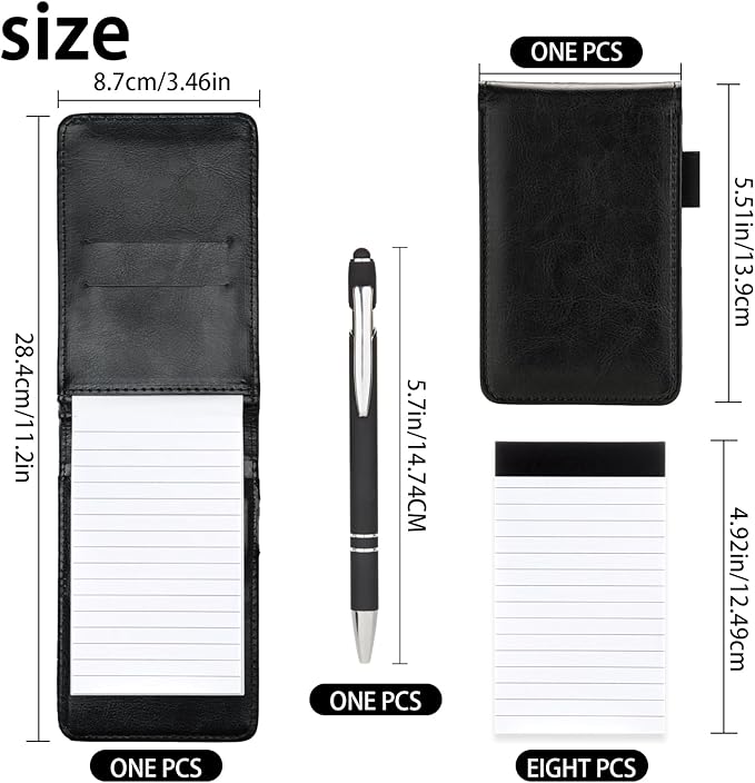 Camelmother 10 Pieces Small Notepad Holder Set Pocket Notebook 3 x 5 Inch with Pen