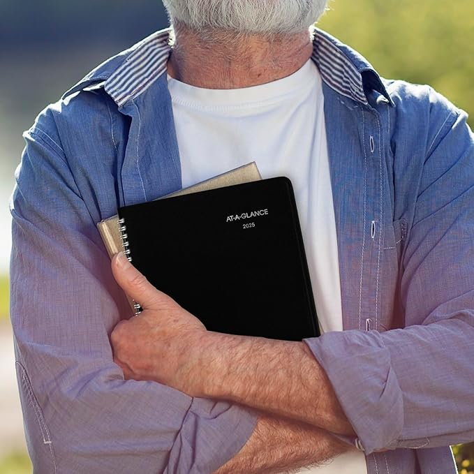 AT-A-GLANCE 2025 Planner, Weekly, 7" x 8-3/4", Medium, Block-Style, DayMinder, Black (G5350025)