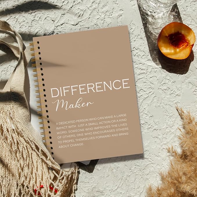 Difference Maker Gift, Difference Maker Definition Spiral Notebook Journal, Motivational Notebooks, Thank You Gifts for Women Men Teacher Coworkers, Hardcover Spiral Notebook 5.5x8.3(Brown)