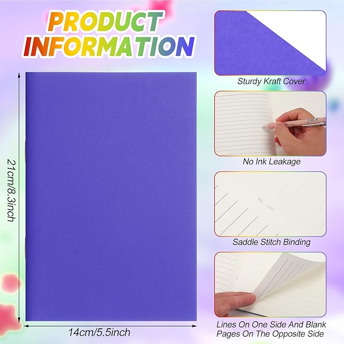 Gueevin 8 Pcs Blank Books for Kids to Write Stories Bulk Composition Notebooks Colorful Soft Cover Notebooks for Drawing Ruled Lined Journals Sketching Kindergarten Easter Gift (Stylish Colors)