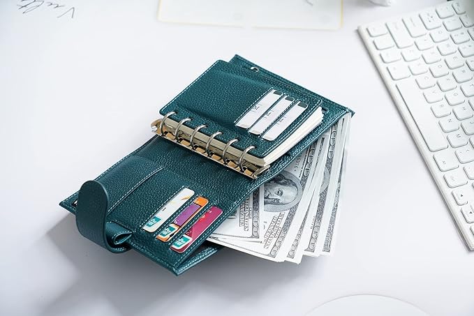 Moterm Pocket Regular Rings Planner - Genuine Leather Binder Organizer (Pebbled-Deep Teal, 19mm Ring)