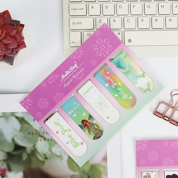 10Pcs Magnetic Bookmarks T-S Colorful Bookmarks Page Markers for Fans Readers, Women, Book Lovers, Students Teachers, Funny Office Supplies Stationery Gifts Used in Office, School, Home (Red & Green)