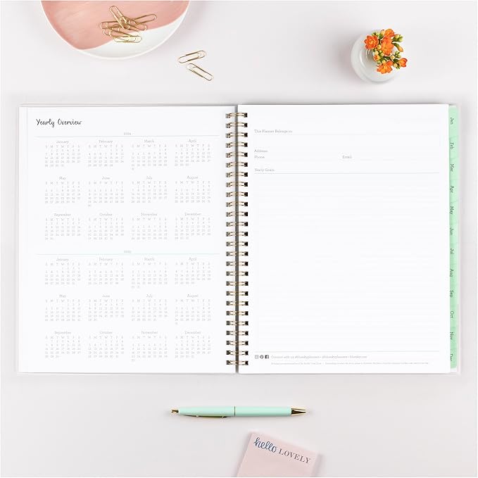 Blue Sky 2024 Weekly and Monthly Planner, January - December, 7" x 9", Frosted Cover, Wirebound, Laurel (135843-24)
