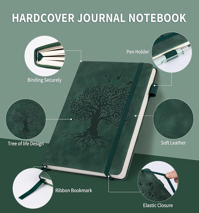 Lined Journal Notebook for Women Men, A4 Hardcover Leather Journals for Writing, 200 Pages Thick Paper, Daily Journal Notebook for Work, School, Note Taking, Business, Travel, College Ruled