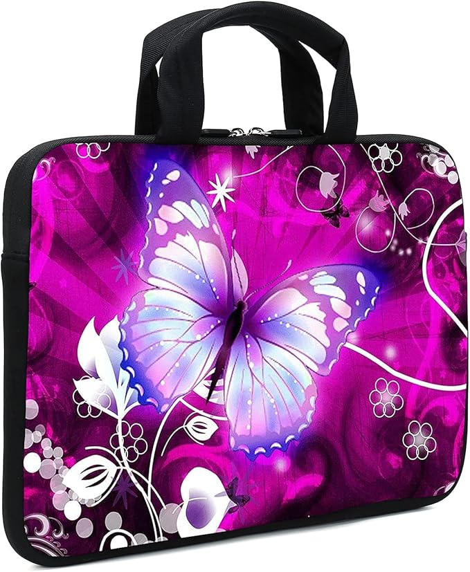 11.6 12 12.1 Inch Laptop Carrying Bag Protective Chromebook Case Pouch Netbook Notebook Ultrabook Bag Tablet Sleeve Cover Travel Briefcase with Handle For Men Women (butterfly)