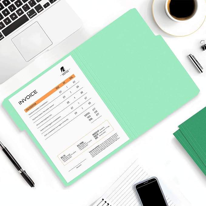 SUNEE File Folders, 30 Pack Manilla Folders 8.5 x 11, Colored File Folders Home Office School Supplies for Documents Files Paper, Green