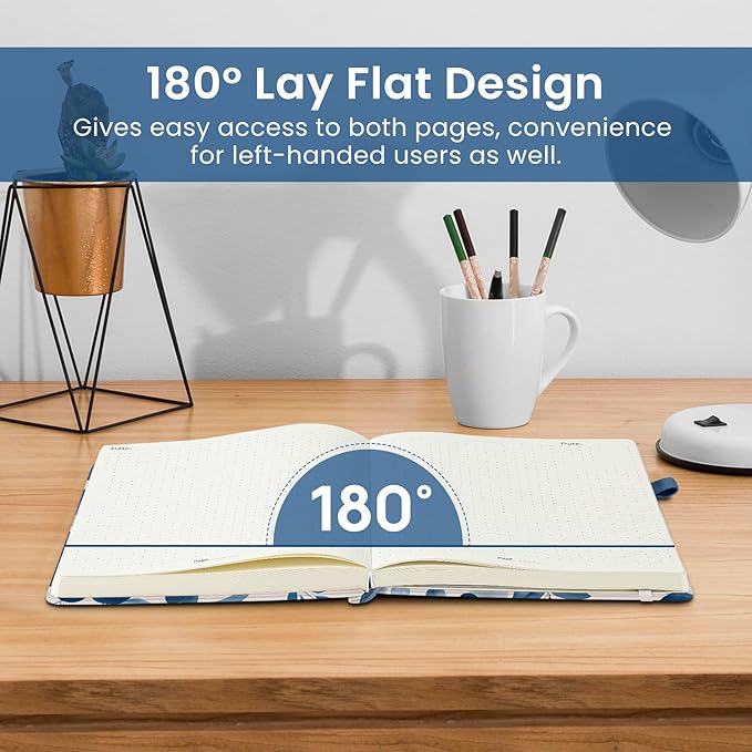 Bullet Dotted Journal Notebook for Women & Men, Hardcover Leather Journal for Writing, A5 Bullet Journaling Notebook for Work & Sketching, Perfect for Office School Home Supplies, 160 Pages, Watercolor Petal