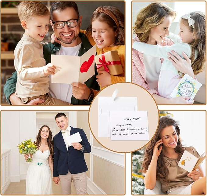 White Blank Greeting Cards with Envelopes 5 x 7 Heavyweight Folded White Cardstock and A7 Envelopes Printable Self Seal 20 Packs for Wedding Invitations, Birthday, Thank You Cards, Mailing