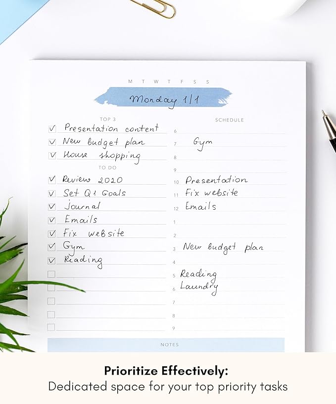 Daily To Do List Notepad – Daily Planner Undated, Daily Work Planner and Productivity Planner – 50-Pg To Do List Notebook for Work, Daily To Do Planner Pad – 8.3”x 5.8” Daily Planner Notepad