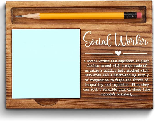 Social Worker Sticky Note Holder, Social Worker Gifts, Thank You Appreciation Quote Gifts for Social Worker Women Men Coworker Self-Stick Note Pad Holders ZSS24