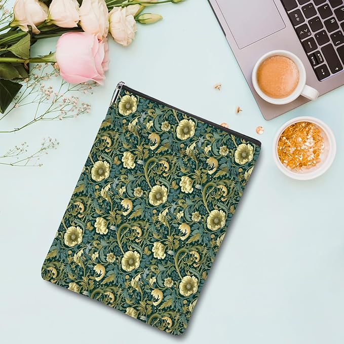 Botanical Book Sleeve, Classic Flower Book Covers for Paperbacks, Floral Book Pouch Book Protector, Book Lovers Gifts for Women Girls Mom, Book Accessories Book Club Gifts Christmas Birthday Gifts