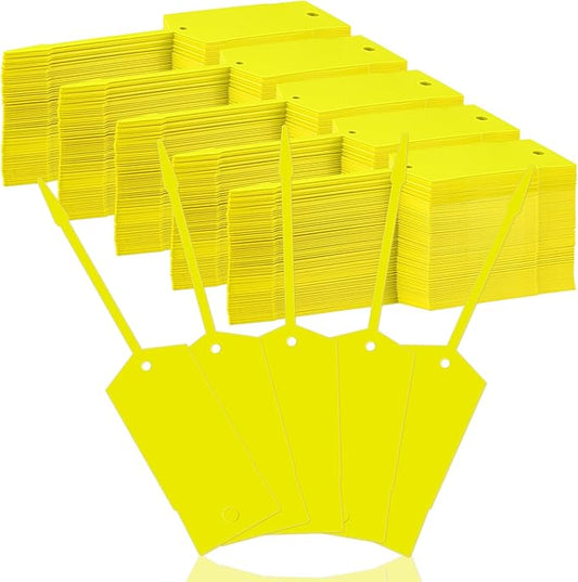Lewtemi 1000 Pieces Self Lock Arrow ID Key Tags Car Parts Tags Key Ring Repair Labels for Office Automotive Shop Supplies(6'' X 1 2/5'',Yellow)