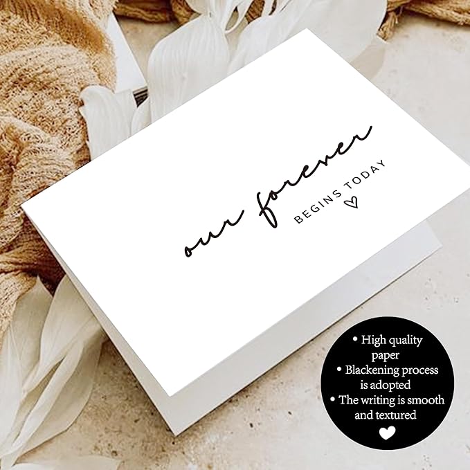 Set of 2 Funny Wedding Gift Cards, To My Groom Bride On Our Wedding Day Card, Wedding Day Vows Card for Our Forever Begins Today. (Our Forever)