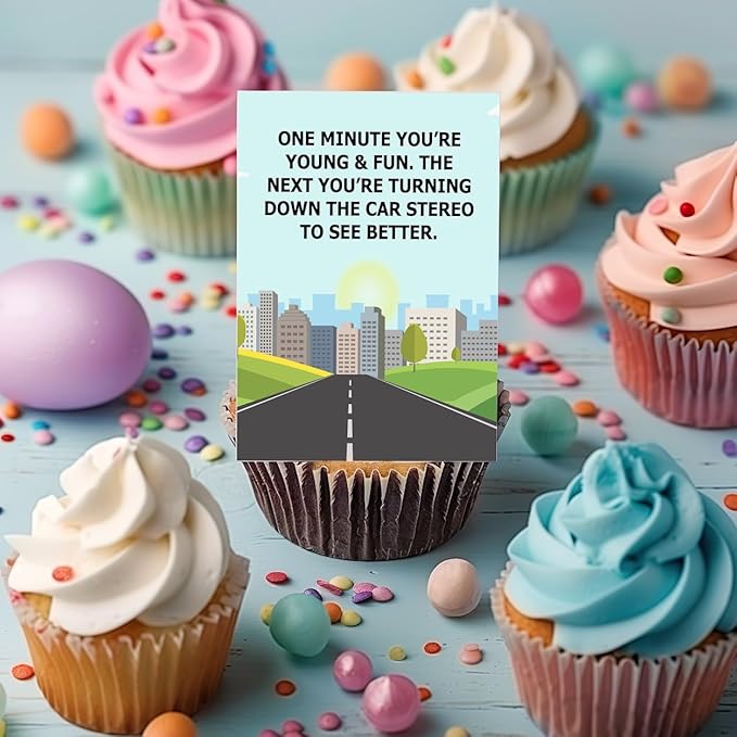 One Minute Your Young and Fun Greeting Card - Funny Getting Older Happy Birthday Card Gift Idea for Men Women Him Her - Hilarious Old and Senile Sarcastic Joke Present for Mom Dad Grandma Grandpa