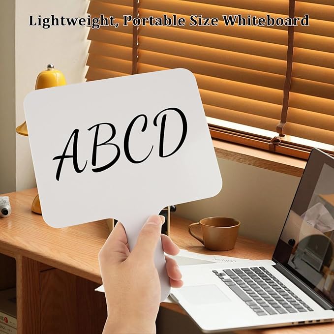 Acrux7 25 Pack Dry Erase Paddles 10" x 8" Handheld Whiteboard Paddles, Double Sided White Board Paddles, Small Dry Erase Answer Paddles for Classroom, Teaching, Auction, Office, Meeting, Party