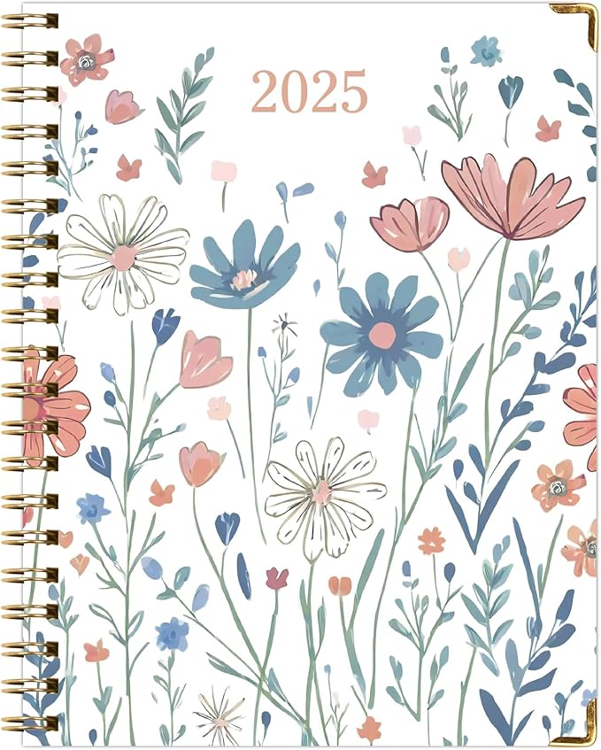 HARDCOVER 2025 Planner, 8.5"x11": 14 Months (November 2024 - December 2025), Daily Weekly Monthly Planner, Yearly Agenda, Bookmark, Pocket Folder and Sticky Note Set (Colorful Botanicals)
