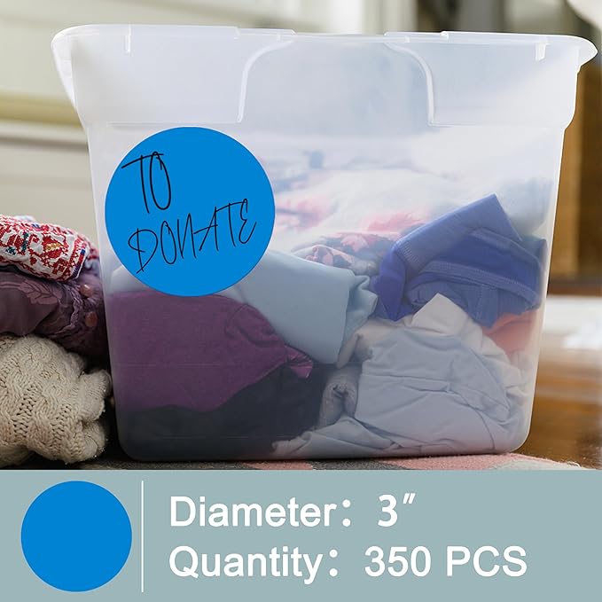 Hybsk 3 inch Circle Color Direct Thermal Stickers Shipping Labels for Barcodes,Name Tag,DIY Logo Design,QR Code,Inventory– Compatible with Zebra,Rollo,Munbyn,and More-350 pcs (3 inch,Blue)