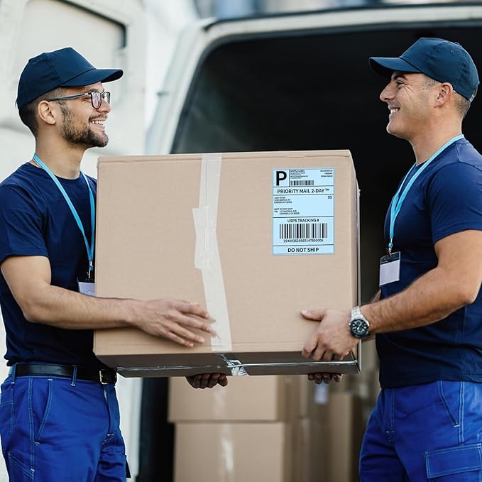 Phomemo 4X6'' Thermal Shipping Label- Pack of 500 4x6 Fan-Fold Label for Shipping Labels, Address, Mail, Product Logo Labels, Commercial Grade, Blue