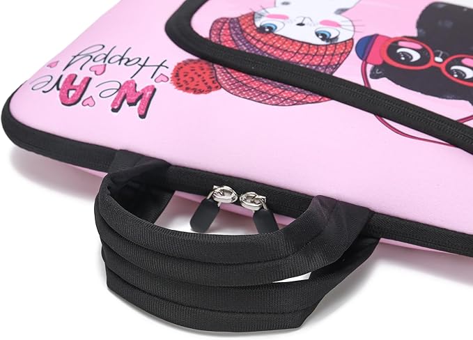 11.6 12 12.5 inch Laptop Sleeve Chromebook Case Ultrabook Case Notebook Sleeve Tablet Case Neoprene Handle Sleeve for Men Women, Two Pockets Fit Apple MacBook Air Samsung Acer HP DELL (Cute Cats)
