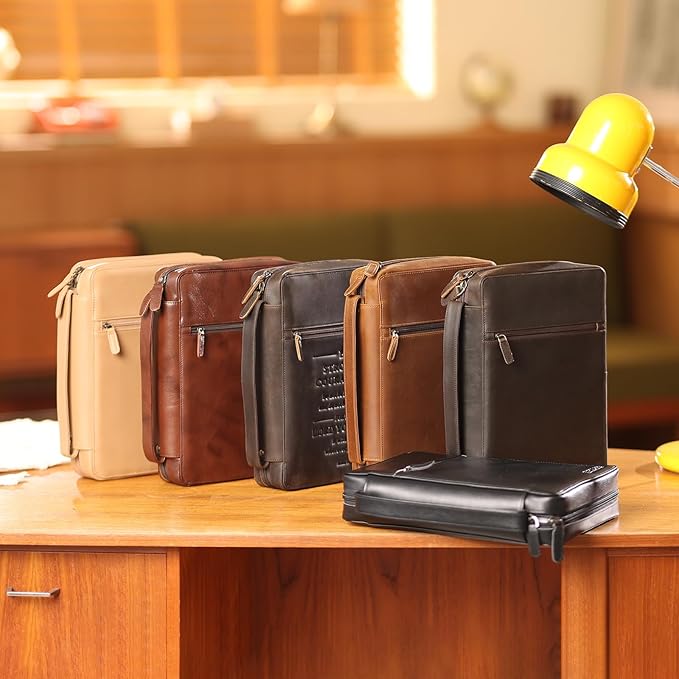 Polare Full Grain Cowhide Leather Bible Cover Church Bag Bible Protective Book Holder Carrying Case Folder Organizer Portfolio (Dark Brown(Lord is My Strength & Defense))