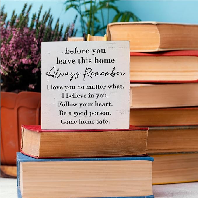 Inspirational Home Farmhouse Decor Desk Decor Wooden Box Sign Always Remember You are Braver Than You Think Rustic White Wood Block Plaque Box Sign for Women Family Friends Shelf Table Decoration
