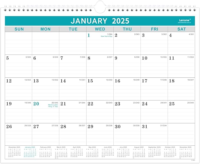 Calendar 2025, 12 Months Wall Calendar 2025 from January 2025 to December 2025,11.5" x 14.6", 2025 Calendar with Julian Date