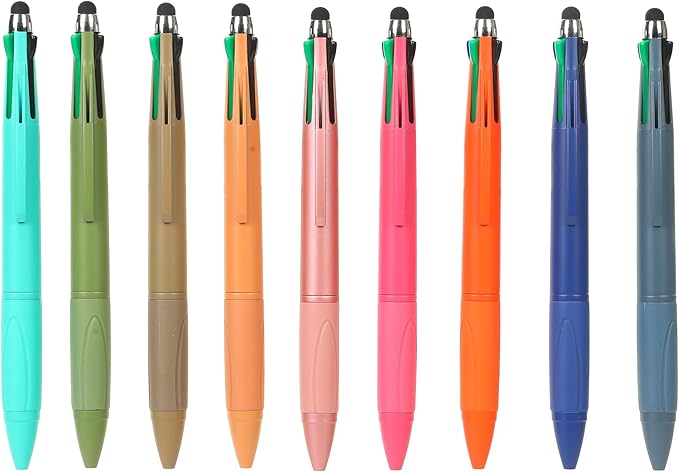 Multicolor Pen in One Multi Color Pen with Stylus Tip 4 Color Pen Nurse Accessories for Work Stylus Pens for Touch Screens 1.0mm Ballpoint Pen (9)